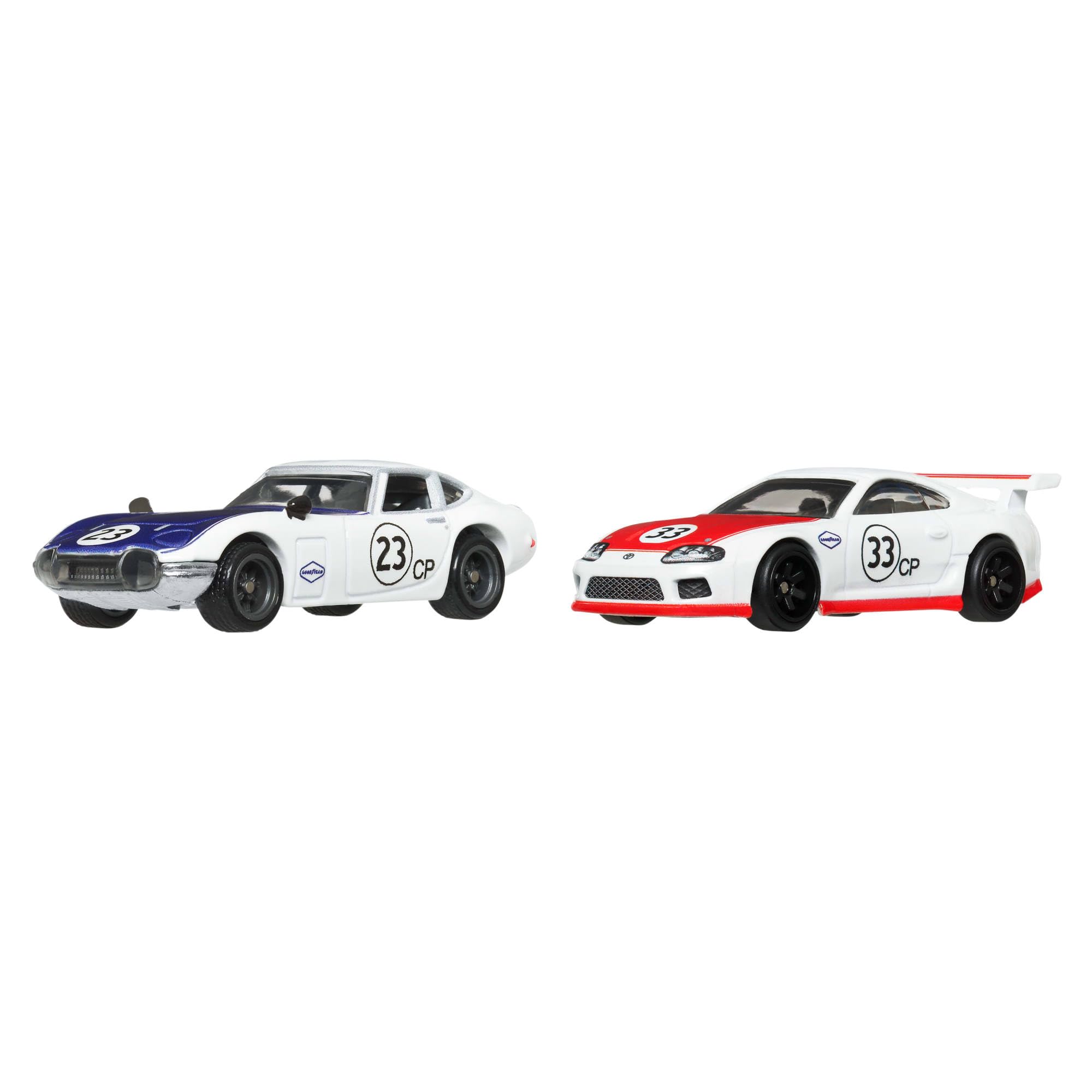 Hot Wheels Premium Kultowe auta Toyota 2-pak samochodów w skali 1:64, wyjątkowe połączenia, opony Real Riders, metalowa konstrukcja, zestaw auta dla kolekcjonerów, JBL03