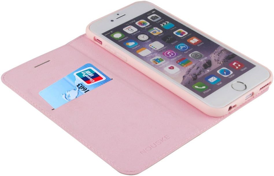 Nouske iPhone 6 Plus/6s Plus 5.5 inch Flip Folio Wallet Stand up Credit Card Holder Leather Case Cover Holster/Magnetic Closure/TPU bumper/360 Full Body Protection, Rose Gold