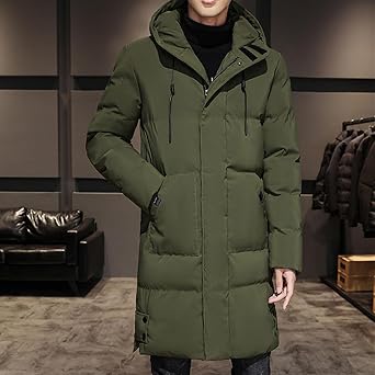 Mens Long Winter Padded Parka Jackets Warm Windproof Down Coats Thickened Quilted Puffer Jacket Winter Outerwear
