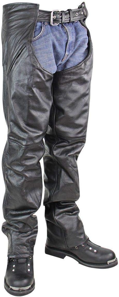 Xelement BXU3026CL 'Drifter' Men's Black Leather Chaps (32) : Automotive