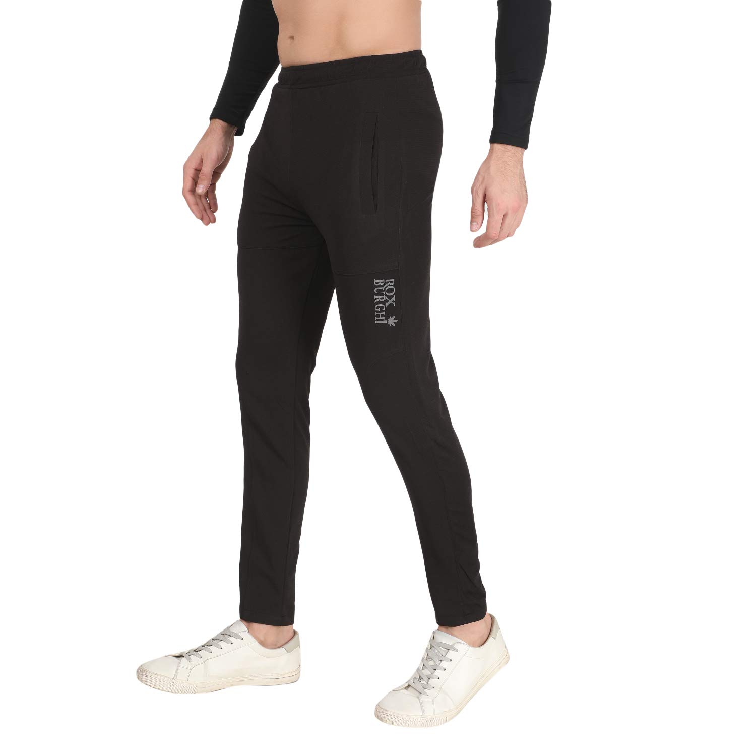 ROXBURGHI Men's Slim Fit Black Track Pants (Medium) 2