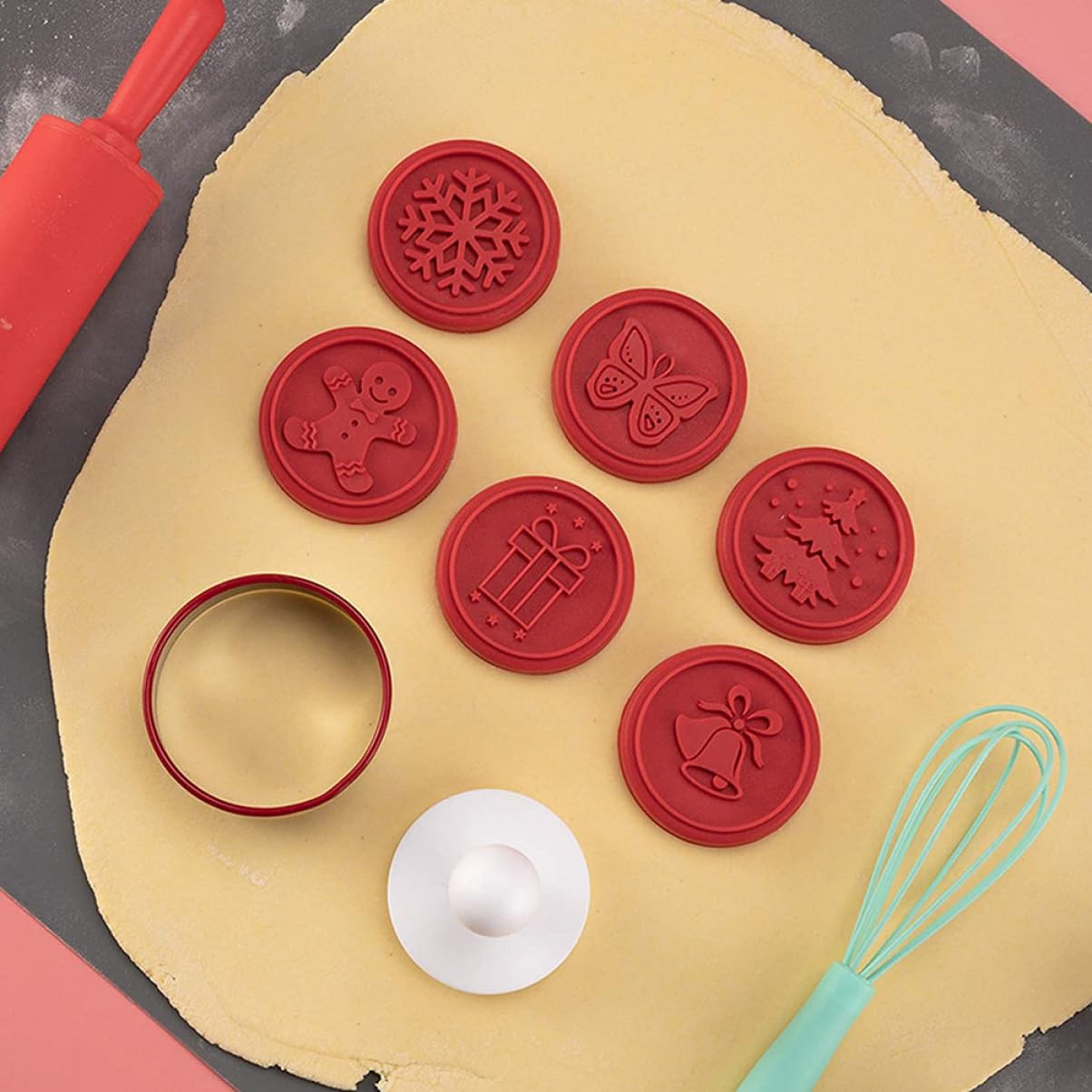 PRETYZOOM 5 Juegos sello de galleta anillos para hornear galletas Gelatina kitchen gadgets accesorios cocinita molde de galletas de navidad sello decorativo para galletas Acero inoxidable