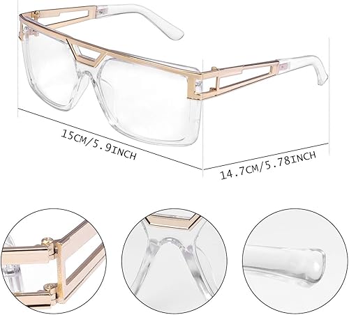 Miniatura 2 de Lohoee 80s90s Women Hip Hop Costume Gold Chain DJ Rapper Bucket Hat Glasses Hoop Earrings Hip Hop Rapper Costume