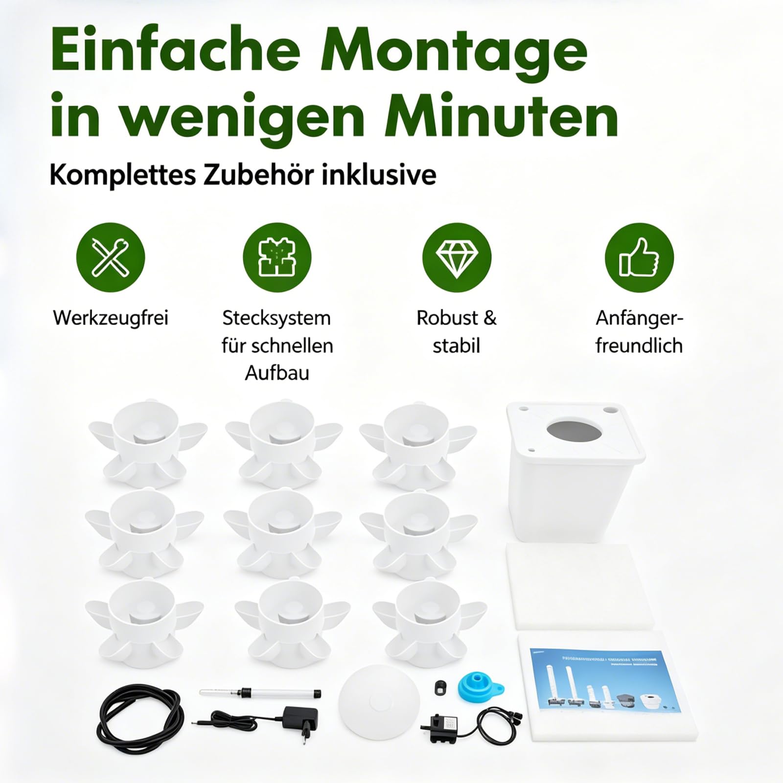 Vertikaler Hydroponischer Turm, Home Smart Gemüseanbauer, Torffreier Salat-Anbauturm, 45 LöCher Hydroponic Growing System Rain Shower Columns