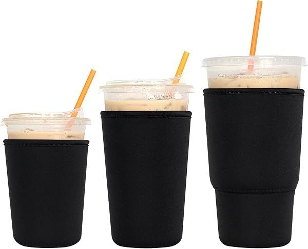 3 Pack Reusable Iced Coffee Sleeves - Xumbtvs Insulator Sleeve for Cold Beverages, Neoprene Coffee Cup Holder