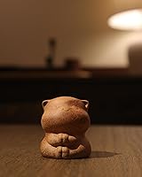 SonGis Mini Cat Tea Pet Figurine - Handcrafted Clay Gongfu Tea Accessory, Chinese Pottery Sculpture for Tea Lovers & Asian Decor