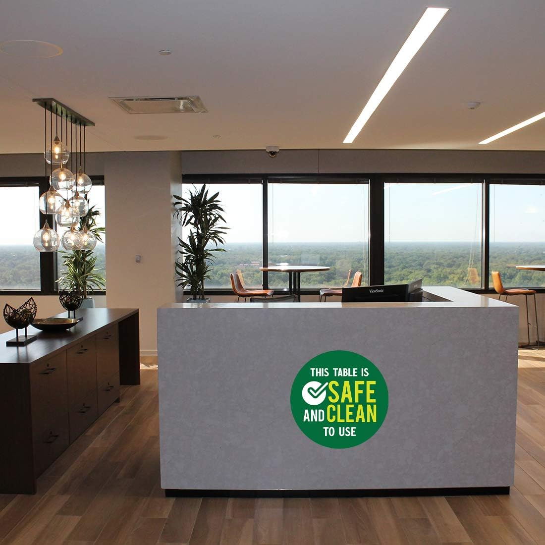 Andaz Press Restaurant Social Distancing This Table Is Safe And Clean To Use Business Signs, 50 Labels, 10-Pack 8" Round Labels + 40-Pack 2" Circle Vinyl Sticker Decals