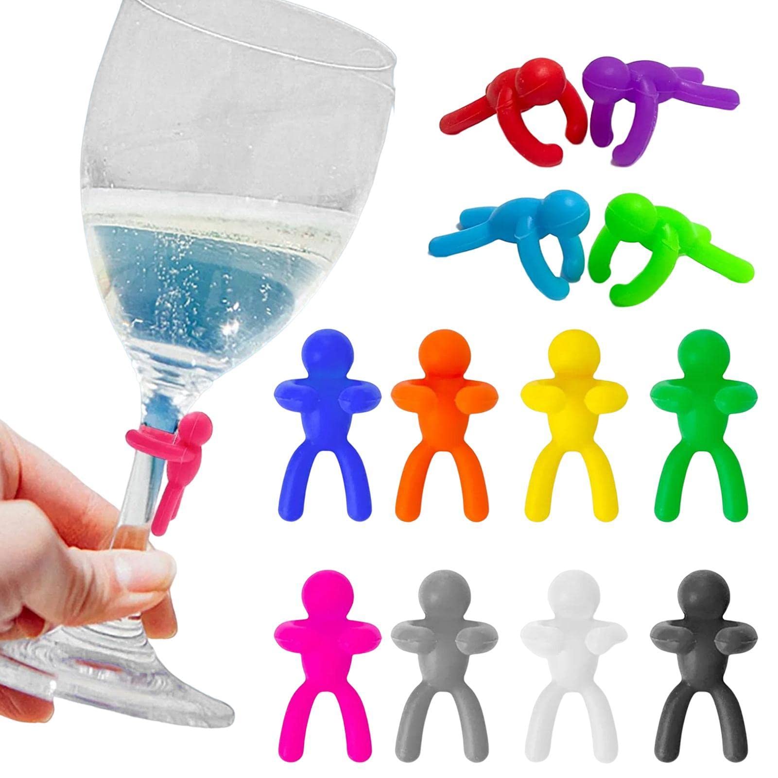Drinking Buddies, Silicone Drink Markers Reusable Wine Glass Labels Charm Tags - Funny Tag Signs for Wine Glass Champagne Flutes Cocktails