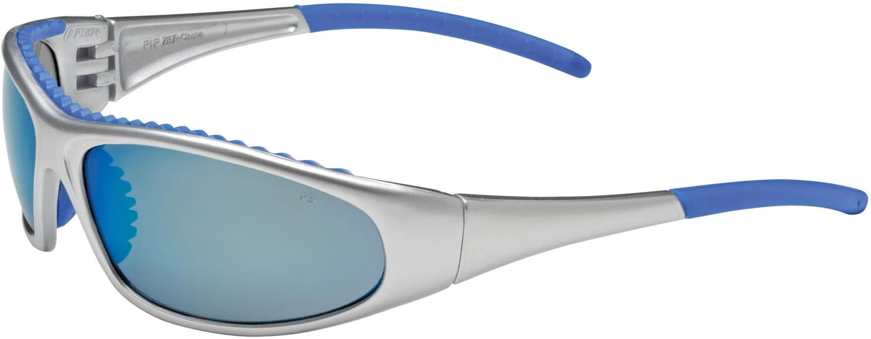 FlashFire Mirror Lens Safety Glasses, Silver / Blue Frame - Blue Lens