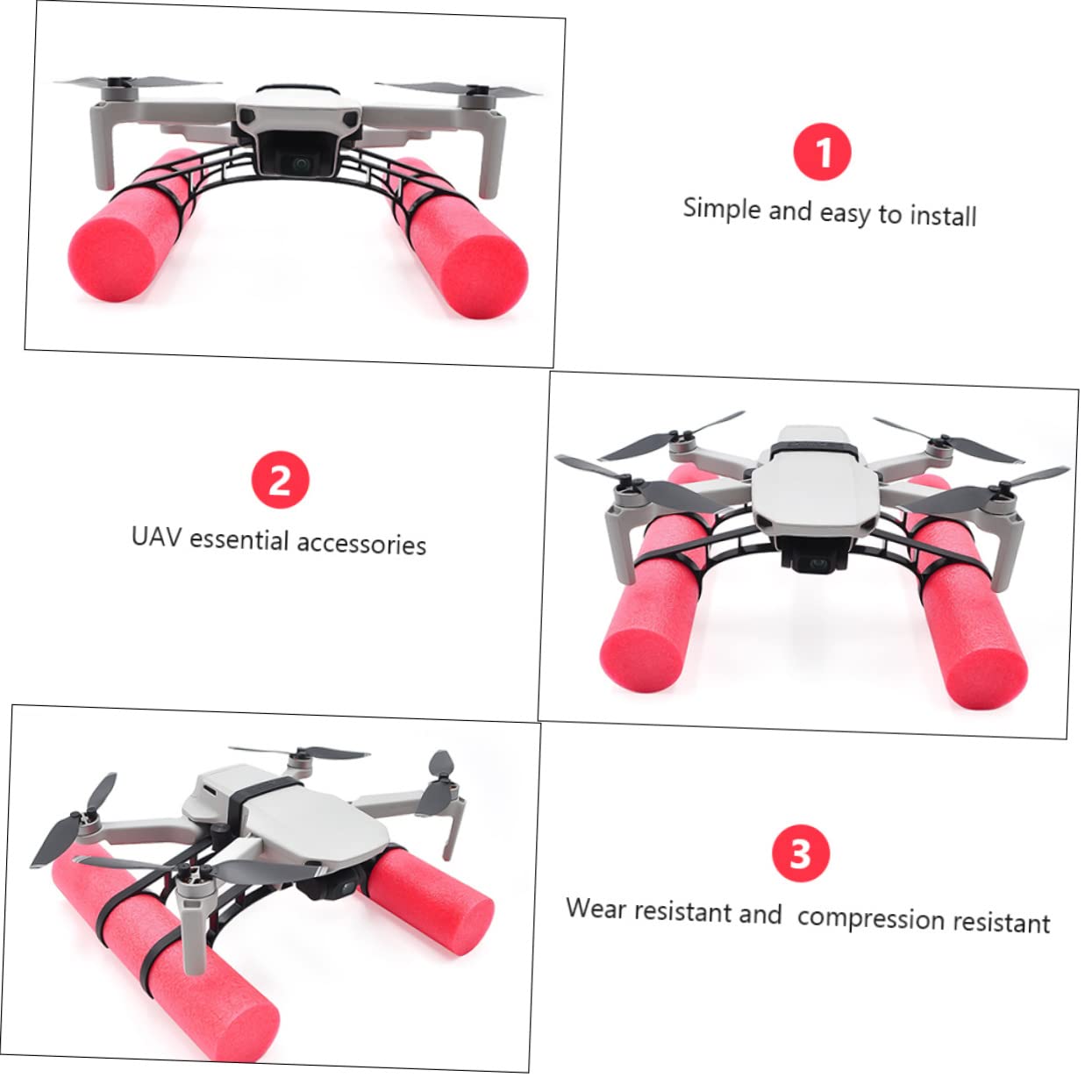 HONMEET Drone Buoyancy Stick Drone Float Landing Leg Waterproof Landing Gear Damping Landing Gear Drone Floating Holder Landing Gear Extender Water Landing Leg Water Landing Gear Red Abs
