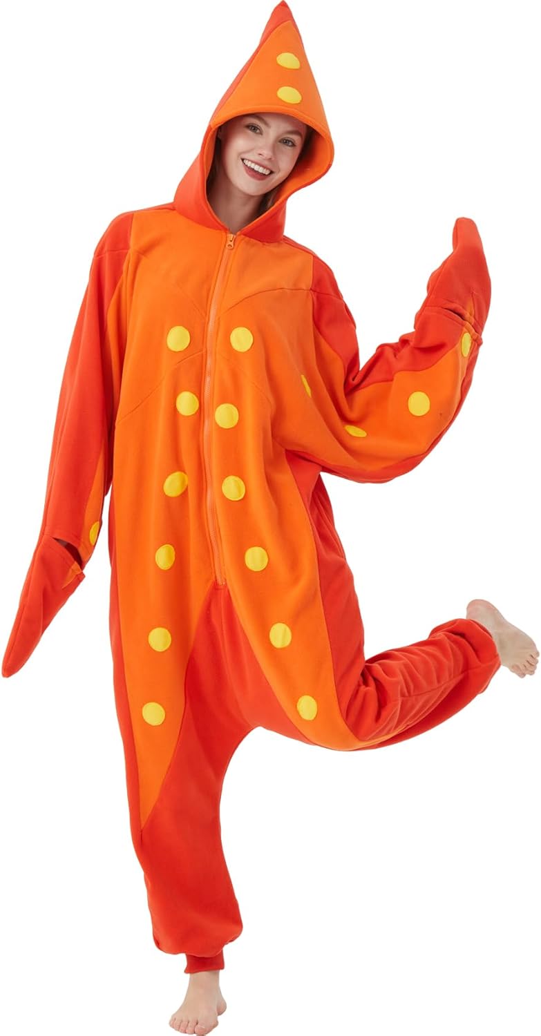 Adult Starfish Costume Star Onesie Pajamas - Sea Animal Halloween One-Piece Cosplay Suit for Women and Men - Image 3