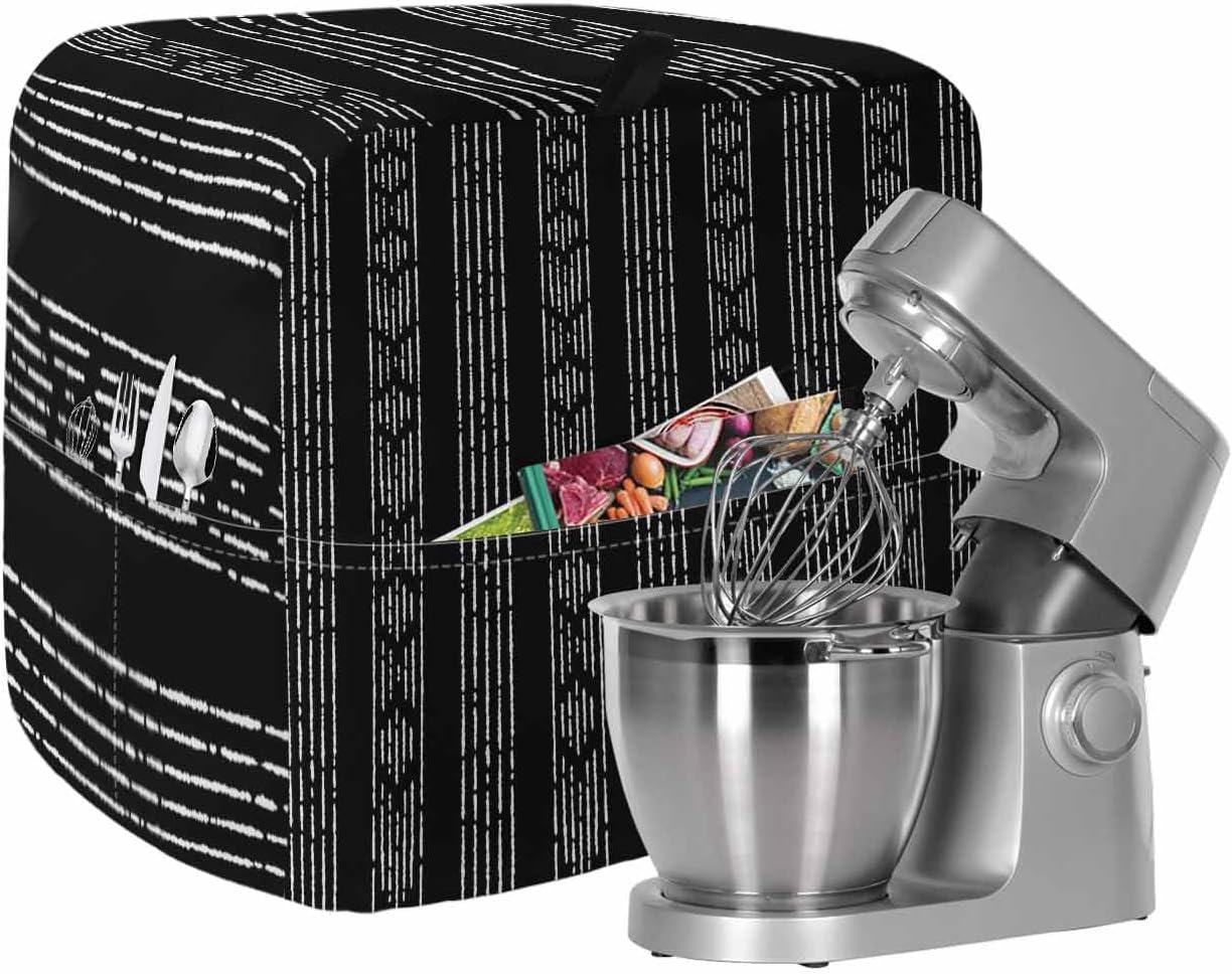 Sage Green Striped Stand Mixer Cover with Storage Pocket, Waterproof Kitchen Mixer Covers, Modern Abstract Art Geometric Stripes Kitchen Appliance Dust Cover Compatible with 5-8 Quart Mixers