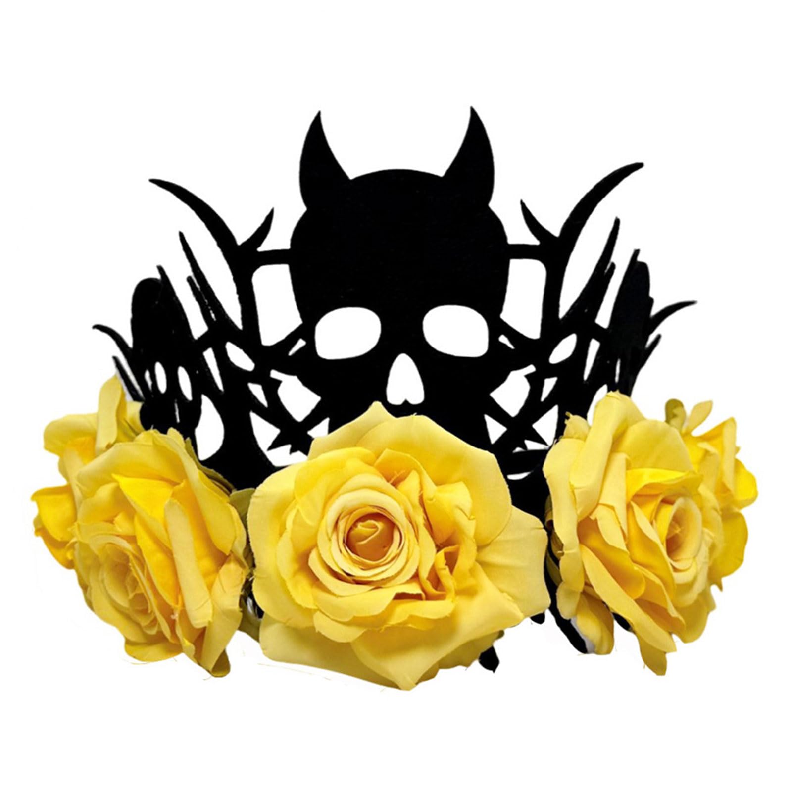 MICFENY Reusable Rose Flower Witch Crowns Halloween Party Headwear Lightweight Costume Decoration