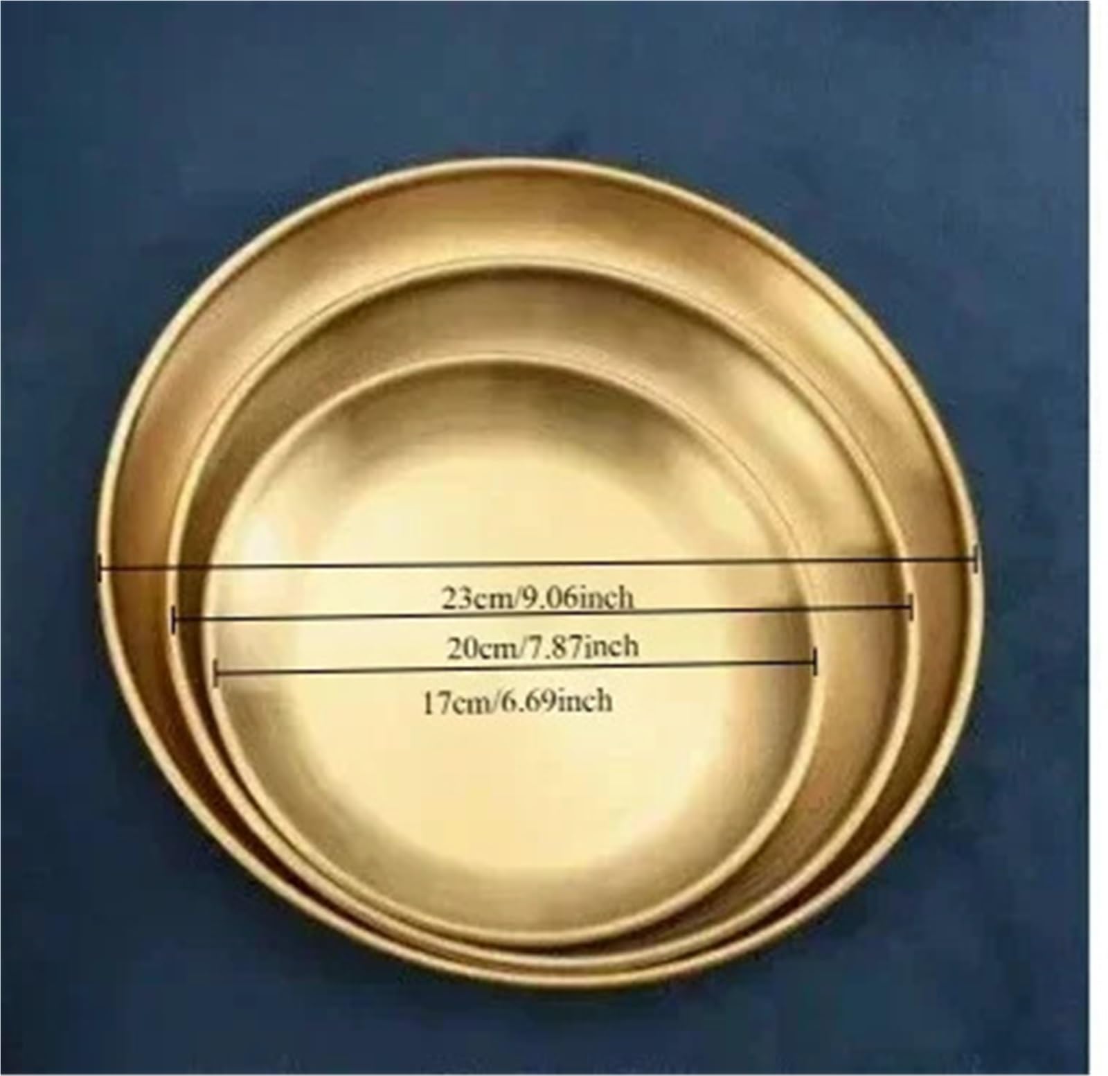 Vassoio da 3 Pezzi in Acciaio Inox, Piatto Portata Rotondo, Dessert, for Frutta e Carne per Cucina(Color2,23cm)