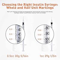 Vista 2 de U-100 - Jeringa de 0.5cc 1.06 oz 5/16" (8mm) con aguja, envuelta individualmente, paquete de 20