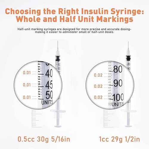 Miniatura 9 de U-100 - Jeringa de 1 cc y 0.512 in con aguja, envuelta individualmente, paquete de 100 unidades