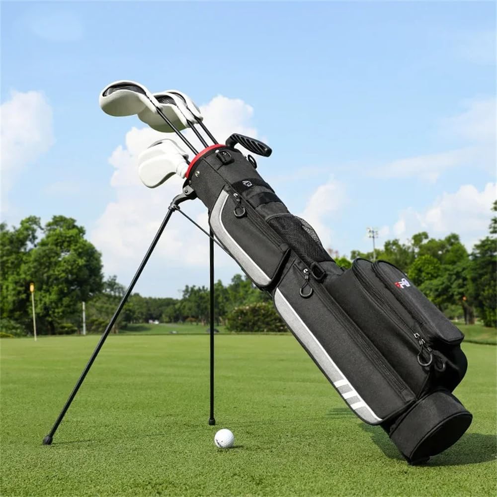 Męska i damska lekka, przenośna torba golfowa ze stojakiem i uchwytem, torby na broń golfową, do organizacji klubów sportowych (czarna torba)