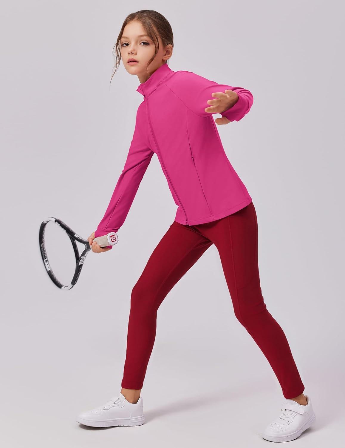 Zaclotre Girls Fleece Jacket with 4 Pockets Long Sleeve Zip Up Warm Athletic Winter Coat Kids Sweatshirt for 5-14 Y - Image 7