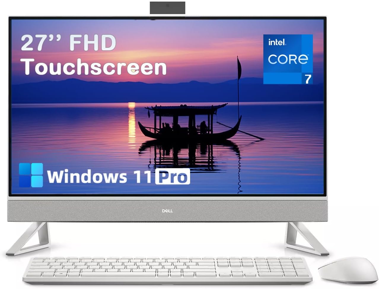 Dell 27 All-in-One Desktop Computer, Core 7 150U(Up to 5.5 GHz), 27" FHD IPS Touch Display, Windows 11 Pro, 64GB DDR5, 2TB SSD, Wireless KB & Mouse, NVIDIA GeForce MX570A GDDR6, Wi-Fi 6E