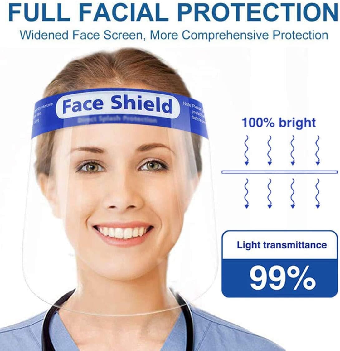 Muryobao Men Women Face Shield Reusable Full Face Transparent Windproof Dustproof With Elastic Band 2Pcs