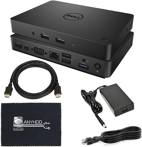 WD15 DELL Monitor Dock 4K USB-C - Estación de acoplamiento de doble monitor para portátiles con adaptador de CA de 130 W y cable HDMI (renovado)