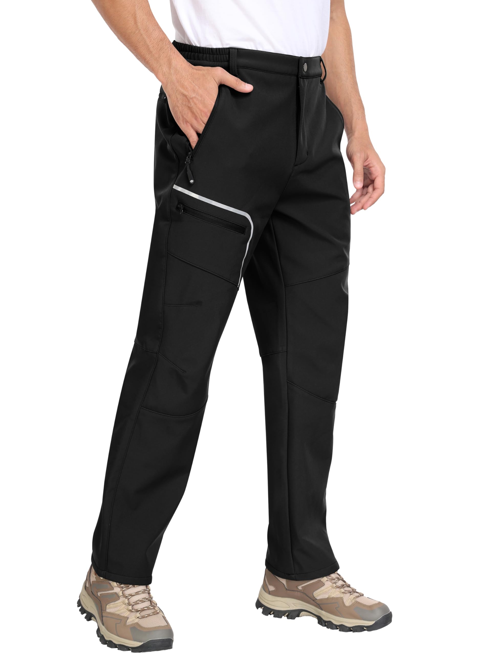 MoFiz Hombre Pantalones de Nieve Impermeables Montaña Softshell Pantalón Invierno Trekking Escalada Esquiar Cálidos Moto Pants