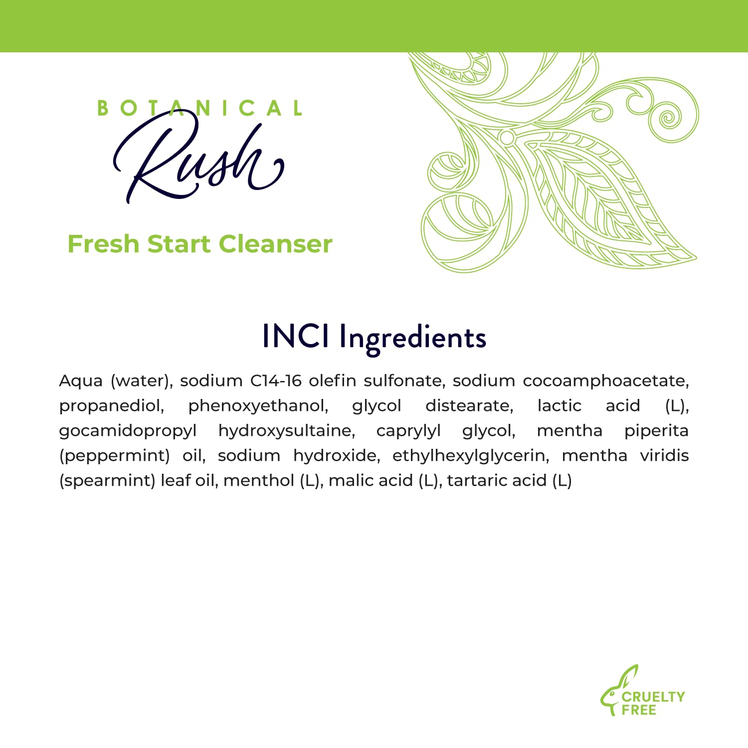 Fresh Start Facial Cleanser – Vegan, Non-Toxic Sulfate-Free Face Wash & Makeup Remover for All Skin Types, Soft Mint, 3.4 fl oz Travel Size