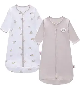Saco de dormir para bebê, manga comprida, cobertor usável, algodão, zíper bidirecional, saco de dormir de 0,5 tog, para bebês de 0 a 18 meses