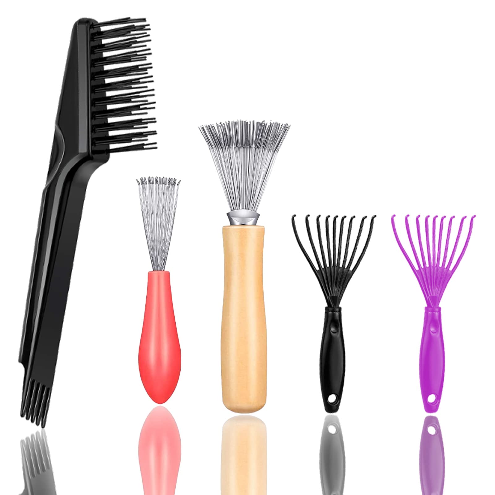 UAIAGM 5 Pieces Hair Brush Cleaner Tool Set for Hairbrush and Comb Maintenance Remove Hair Dust Easily Ideal for Home and Salon Use, Black