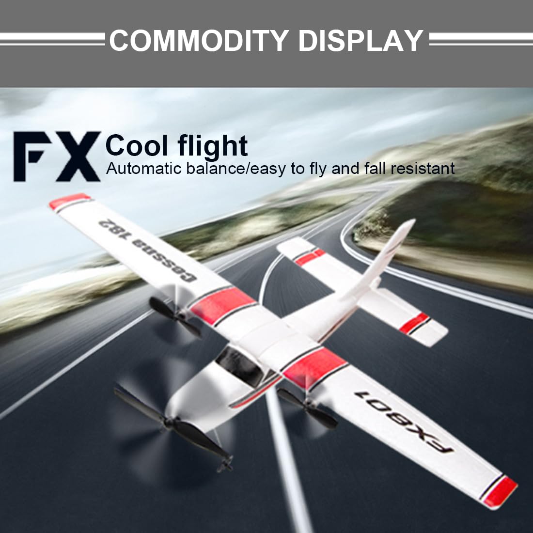 FX-801 Cessna 182 - Aereo radiocomandato elettrico da 2,4 GHz, adatto ai principianti, a lungo termine, materiale EPP per voli all'aperto, ideale per principianti, regalo per adulti, RTF