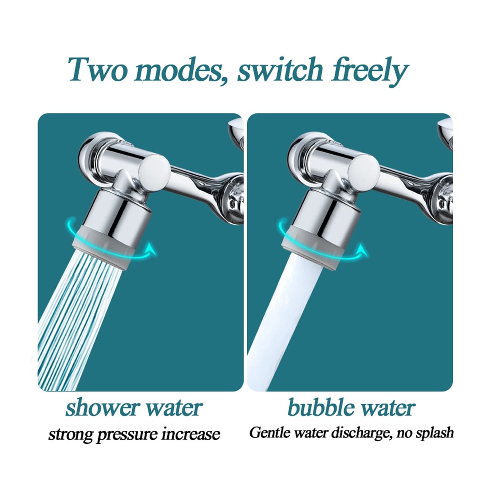 Obrót Obrotowy kran Aerator 1080° Uniwersalne przedłużacze do kranu Aerator Przedłużenie kranu umywalkowego Filtr rozbryzgowy Dysza bąbelkowa Ramię robota Przedłużenie kranu kuchennego