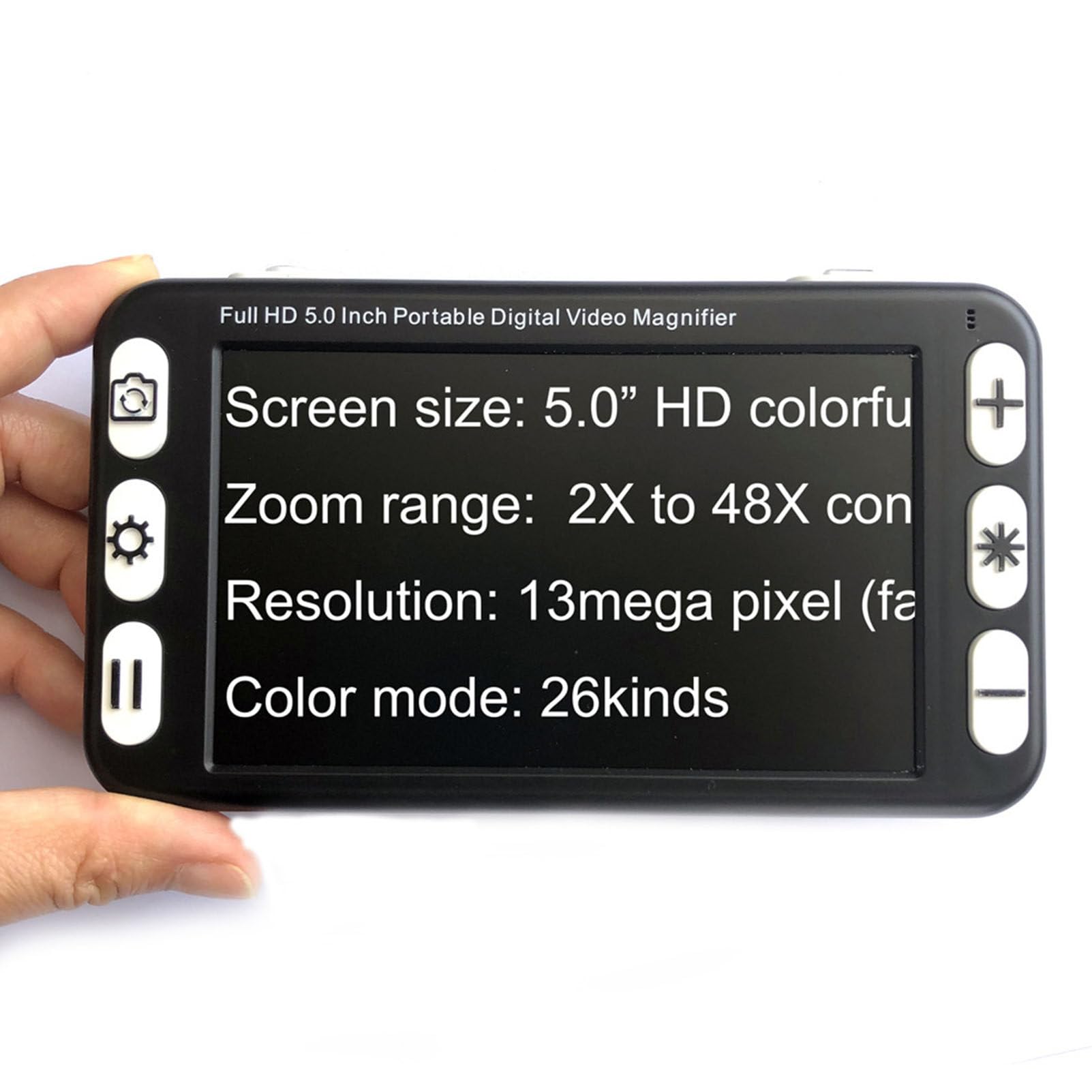 Lupa digital, ayuda de lectura portátil de 5 pulgadas con lente de cámara de enfoque automático, zoom 2X-48X para baja visión, ideal para leer libros y revistas