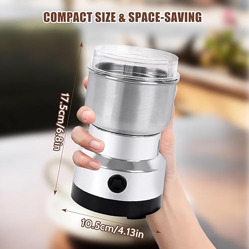 Miniatura 5 de Molinillo de especias, potente molinillo de granos de café eléctrico de 150 W con 4 cuchillas, 10.1 fl oz, mini molino de granos secos multifunción