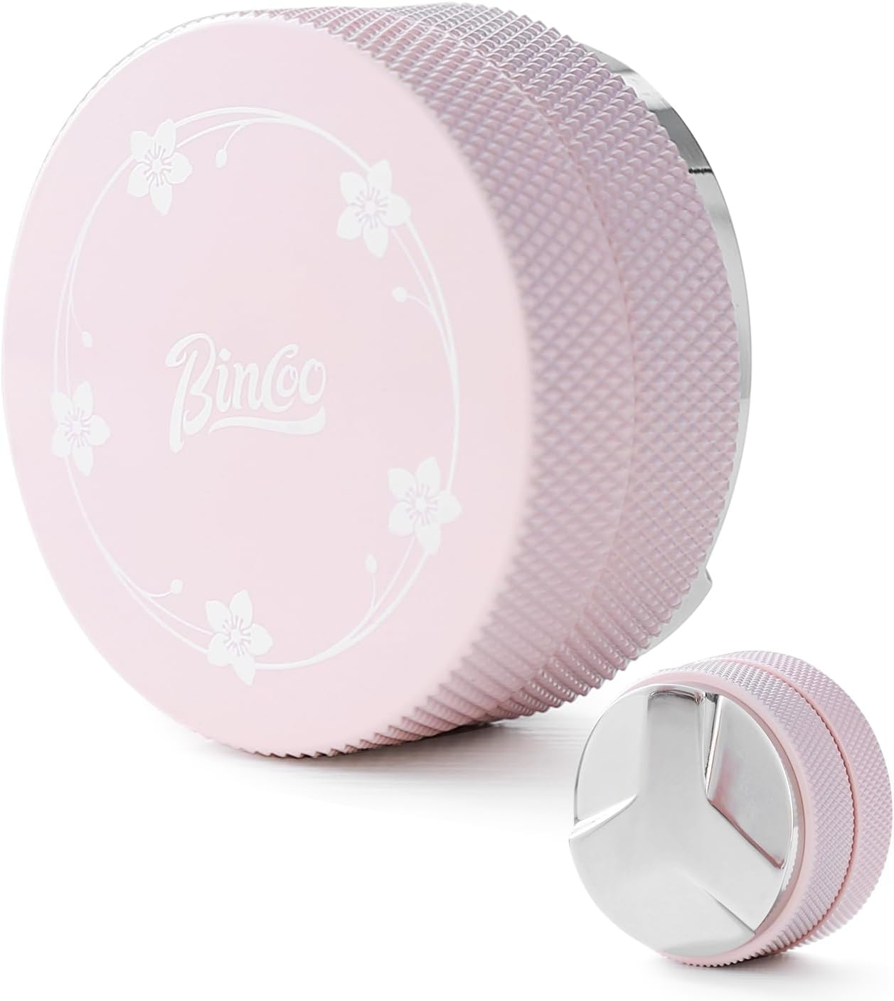 Pink 58mm Coffee Distributor & Tamper, Espresso Hand Tamper Tool Fits 58mm Portafilters, Adjustable Depth Coffee Tamper and Leveler