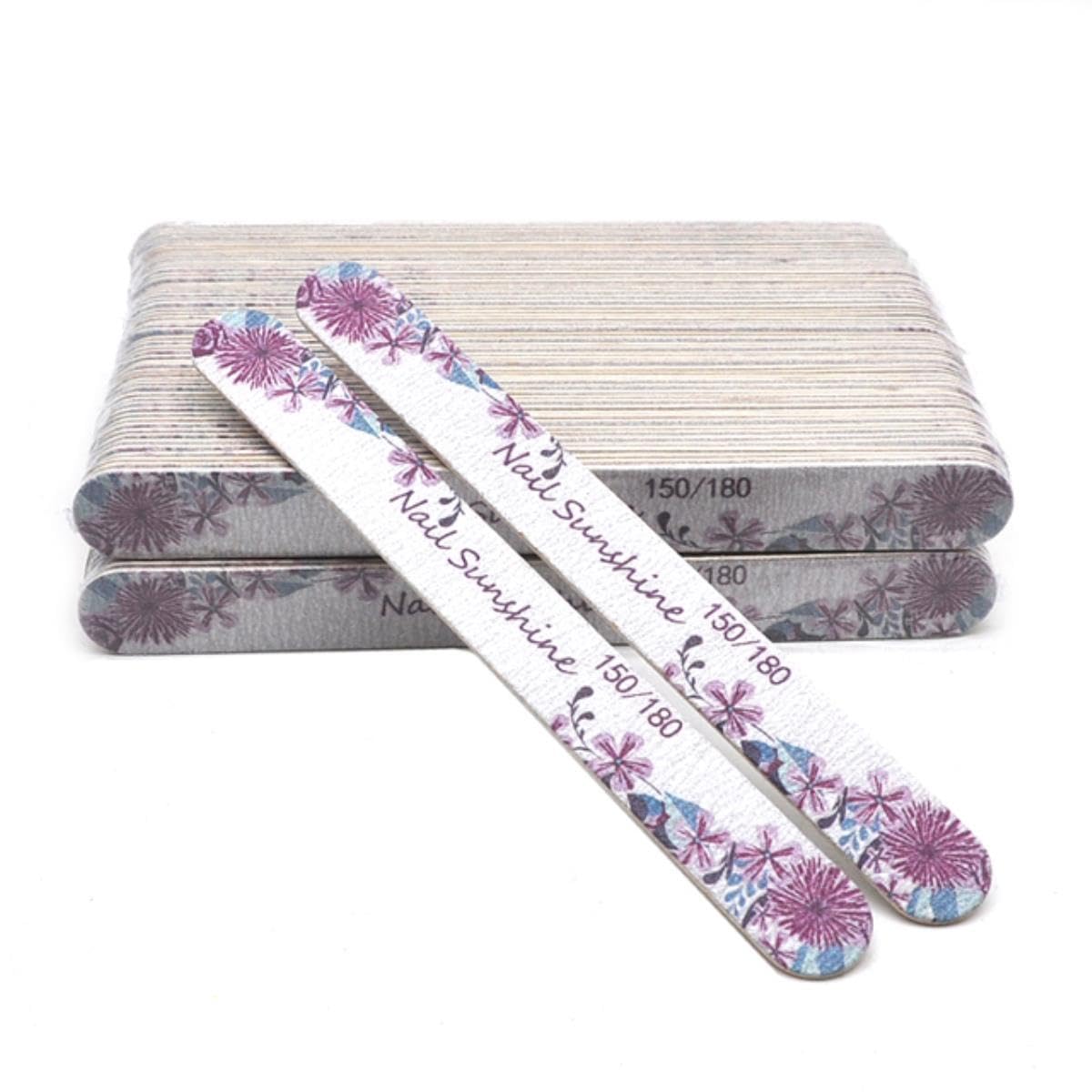 100 unids/lote limas de uñas de madera 100/120/150/180/240 profesional lavable manicura pulido lijado flor impresa uñas herramientas Sets-150-180