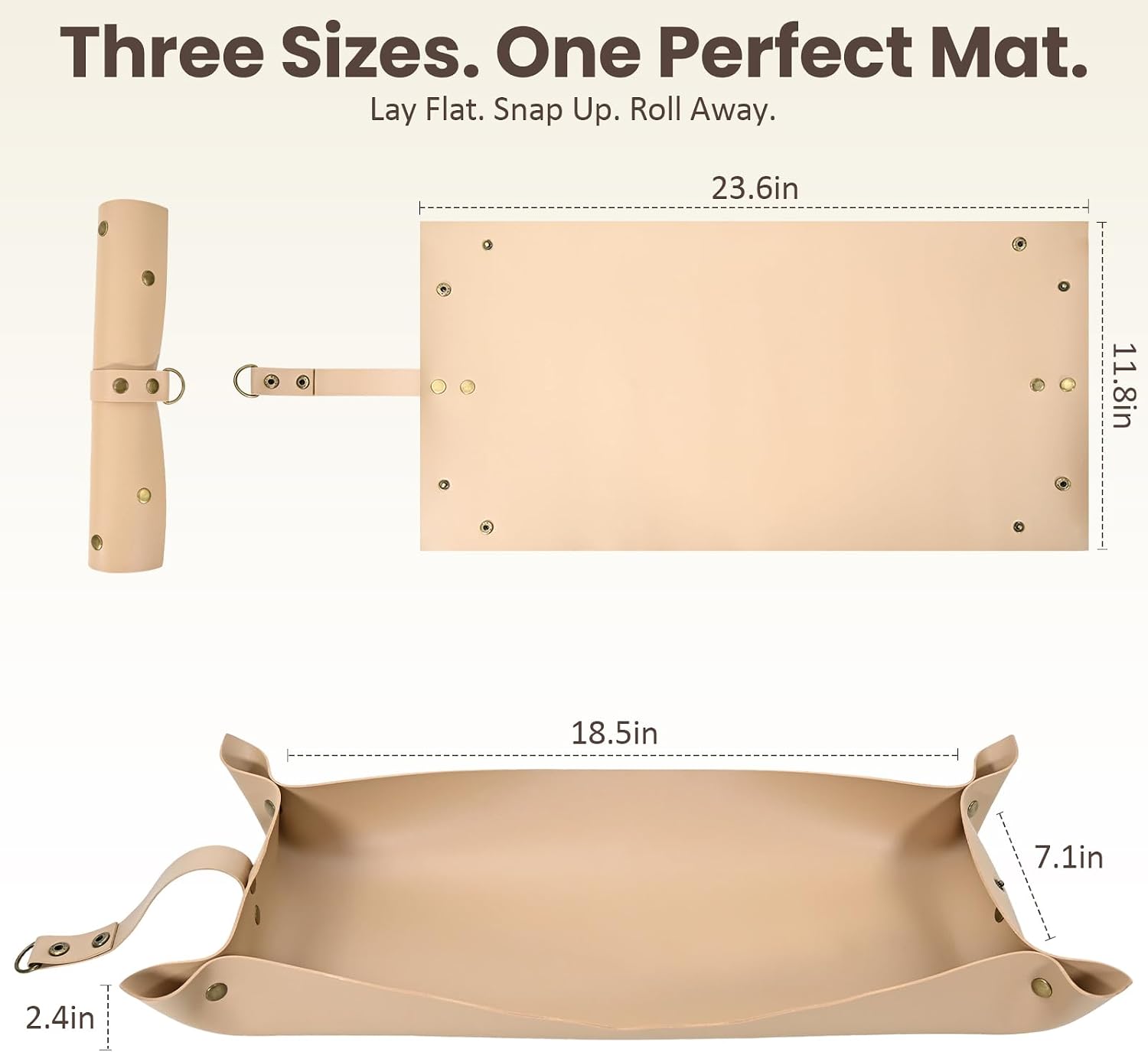 Portable Leather Wood Carving Mess Mat,Waterproof Anti-slip Wood Shavings Catcher Easy to Clean and Store Quickly,Woodworking Carving Pad for Hobby Use or Carvings Sessions(Beige)