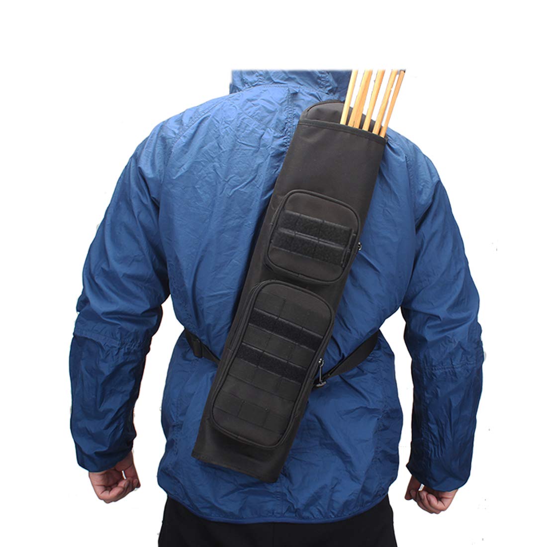 MAGARROW Archery Back Freccia Faretra Regolabile Molle Frecce con Grande Tasca portaoggetti per Caccia, Bersaglio e tiro, Nero