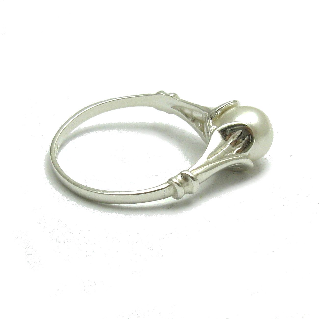 Anillo plata de ley sólido 925 con 8mm Perla R000868