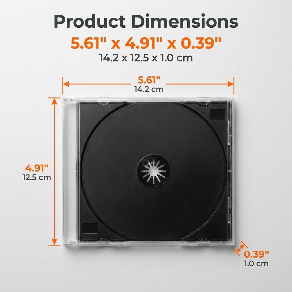 5 PCS Car Standard Single Clear CD Jewel Case, Thickened Rigid DVD Storage Case with Tray Insert, Snap-on Anti-slip Disc Guard Container, Universal DVD Holder Car Accessories (Black) image 2