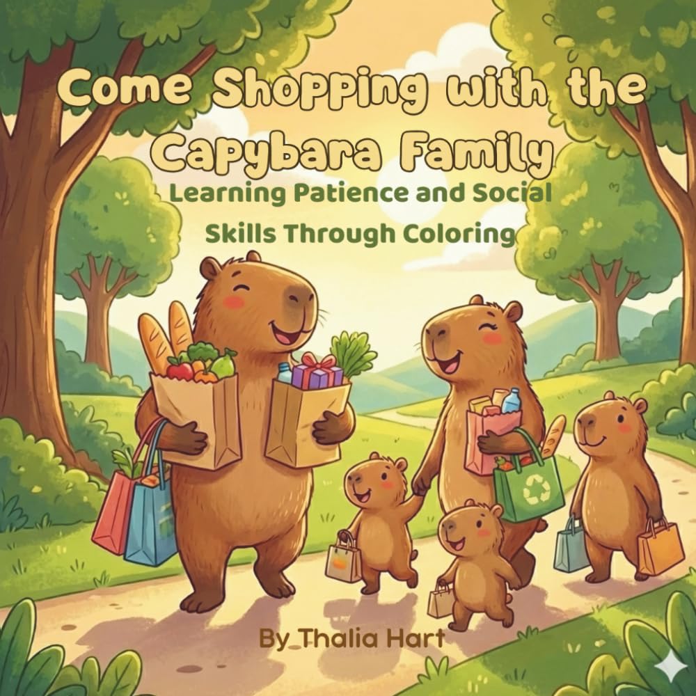 Come Shopping with the Capybara Family: Learning Patience and Social Skills Through Coloring