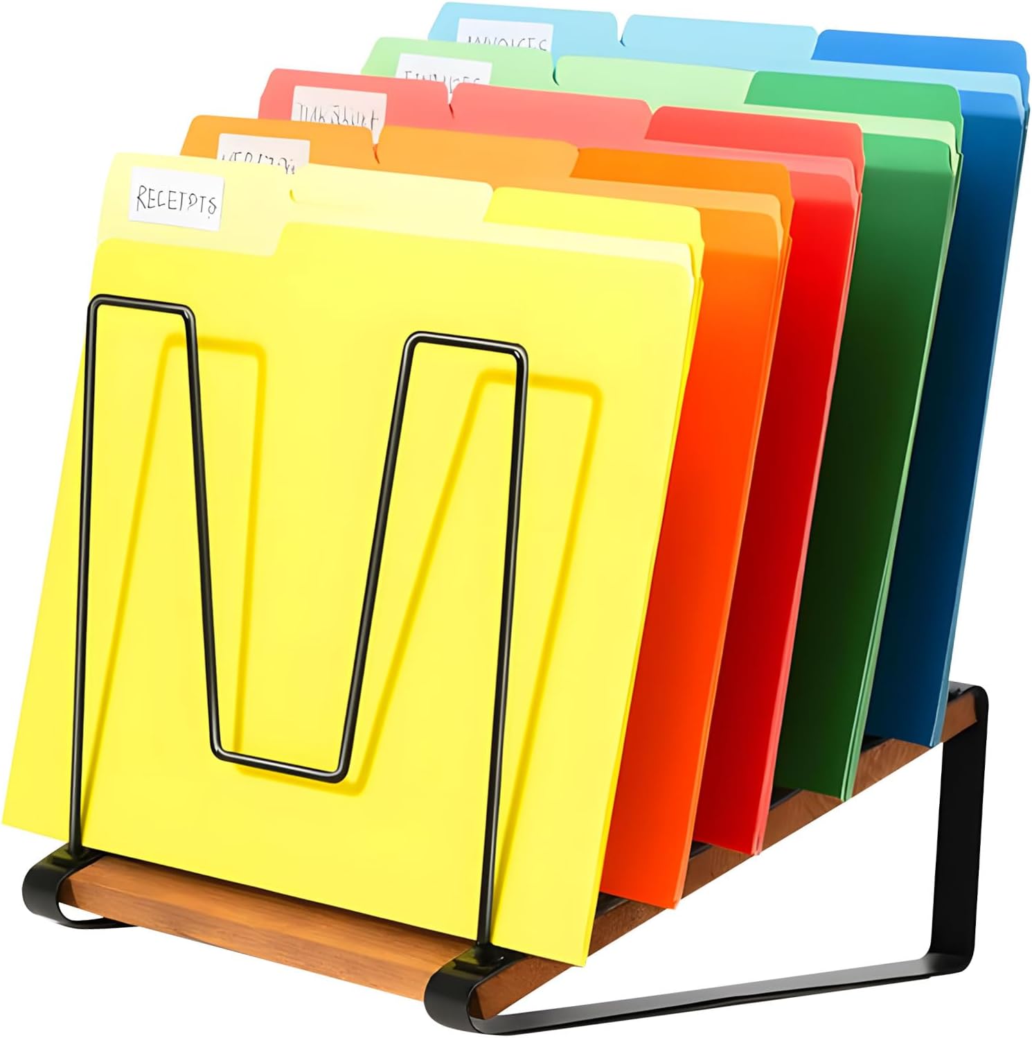 Pack of 1 Easy Assembly File Holder with Safe Rounded Bends for Quick Arrange Study Lodgings Classrooms Home Offices Metal Wood Rack