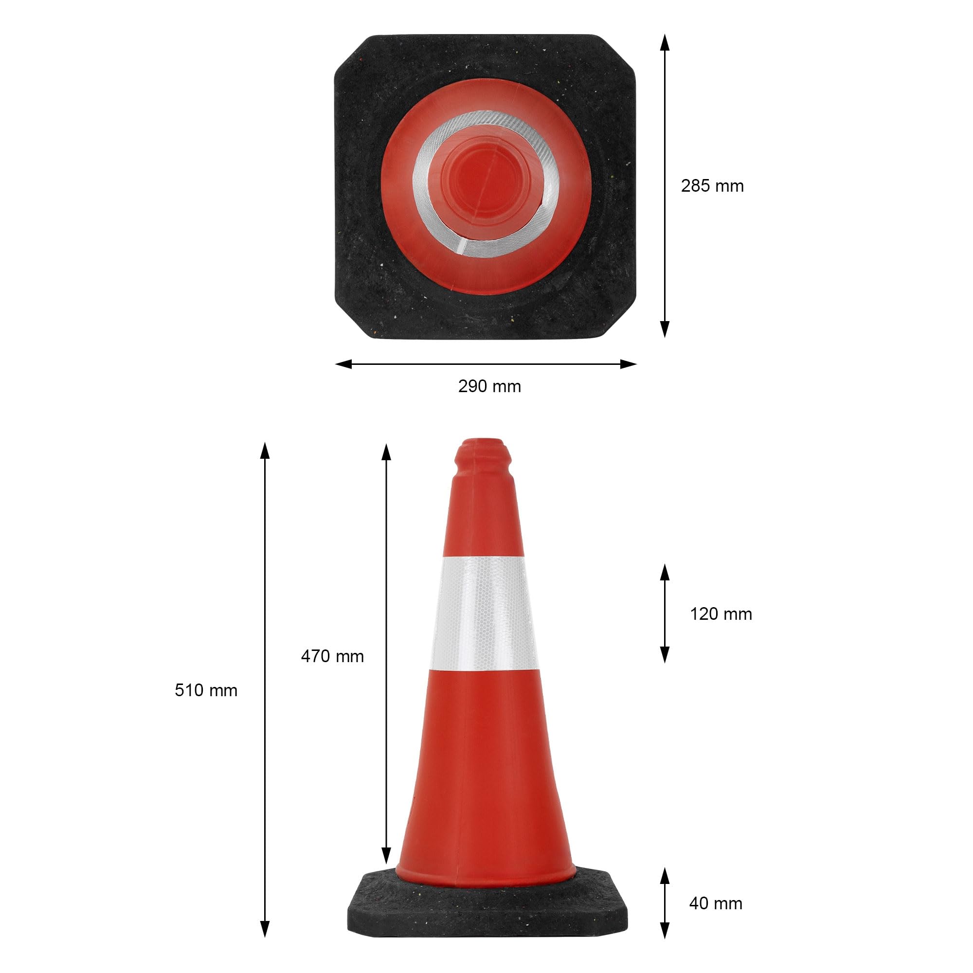 ECD Germany Set 20x Coni Stradali Segnaletici per Il Traffico da 51 cm Rosso e Bianco Coni con Strisce Bianche Riflettenti Piloni con Base Pesante di Avvertimento Cono di Marcatura di Segnalazione