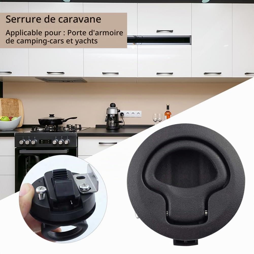 Lot de 4 serrures Push Lock pour camping-car, serrure à clapet, serrure de meuble, serrure de trappe d'accès, hublot à ras, casier, ascenseur à tiroir, serrure de hublot pour camping-car