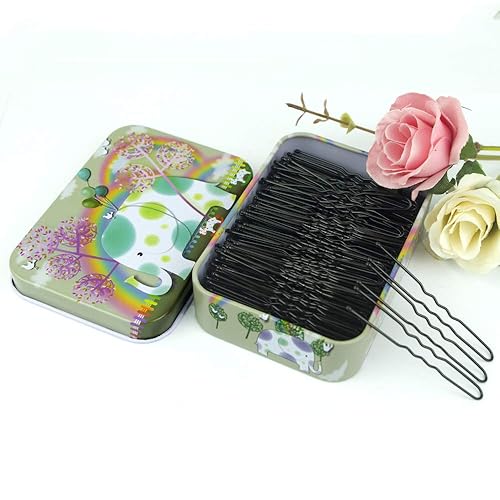 Miniatura 9 de 200 horquillas en forma de U plateadas con bonita funda, horquillas para moños, horquillas de alta calidad para niños, niñas y mujeres, ideales para