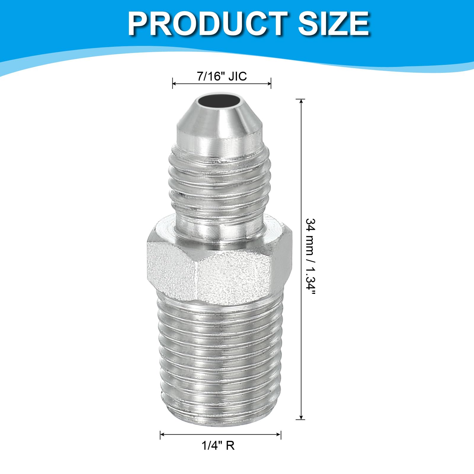 PATIKIL Adaptateur tuyau Connecteur 7/16" Mâle 37 ° Flare JIC x 1/4" Mâle R Raccord tuyauterie Restrictor d'alimentation en huile Connecteur hydraulique pour systèmes pipelines d'huile