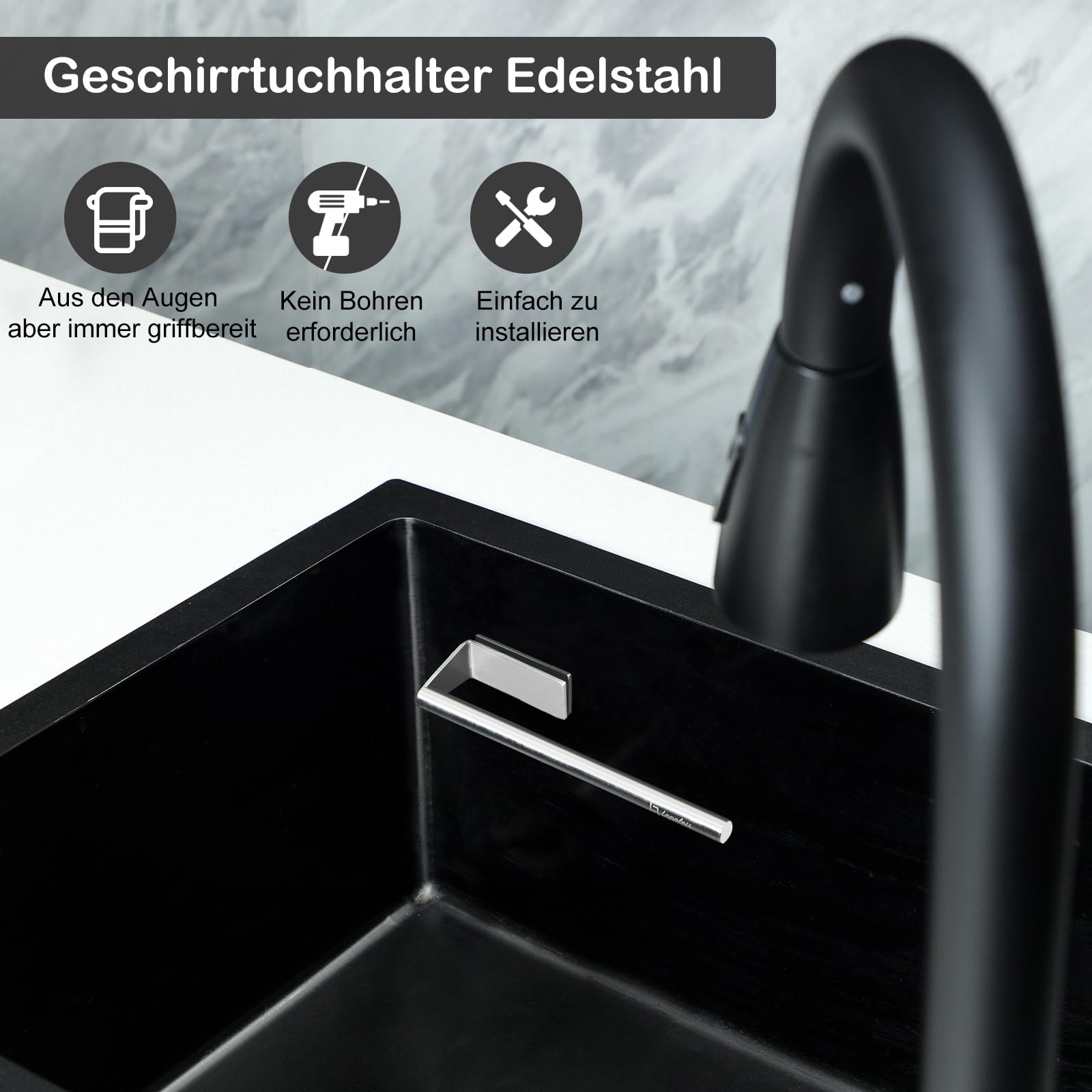 Spültuchhalter für Spülbecken, Organizer Küche, Kitchen Organizer und Aufbewahrung, Geschirrtuchhalter für Spüllappen, Spültuchhalter Edelstahl, Spülbecken Organizer (Silber, Magnetisch)
