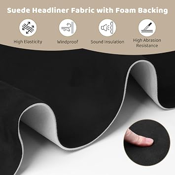 Storystore Foam Backed Suede Headliner Fabric, 98 L x 60 W Car Roof Liner