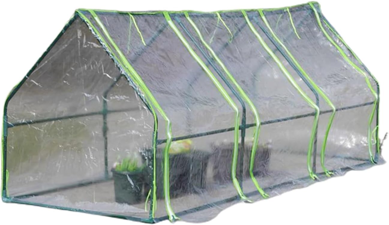 Transparent Mini Garden Portable Greenhouse, Outdoor Transparent PVC Warm House Cover, Mini Greenhouse for Raised Garden Bed with PE Cover and Roll Up Zipper Door Seedling, Plant(270*90*90CM )