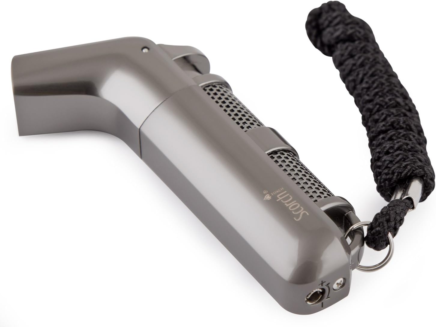 Scorch Torch Tactical Ergonomic Angle Double Jet Flame Torch Cigarette Cigar Lighter w/ Keychain and Strap (Gunmetal)