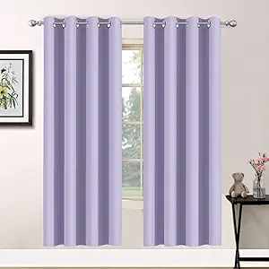 Yakamok Room Darkening Grommet Window Drapes Thermal Insulated Light Blocking Blackout Curtains for Bedroom(52Wx72L,Lilac,2 Panels)